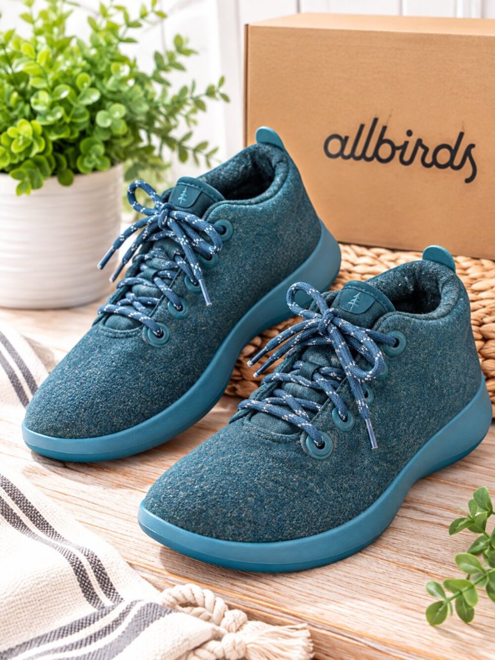 Allbirds Wool Runner-up Mizzle Blue Green Mid Top Sneakers 8